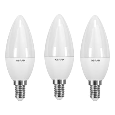 أوسرام لمبة  LED على شكل شمعة  باللون الأبيض الدافئ 4.9 واط E14 3 قطع