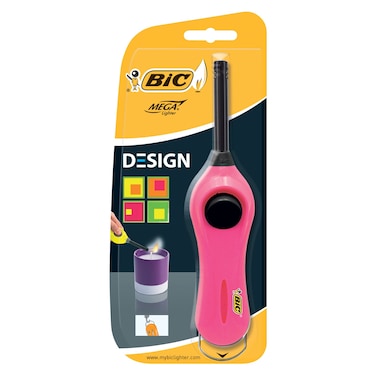 Bic Design Mega Lighter Blister Yellow Green Orange Pink