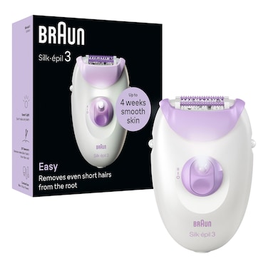 Braun Silk-Epil 3 Epilator SE 3000, White and Purple