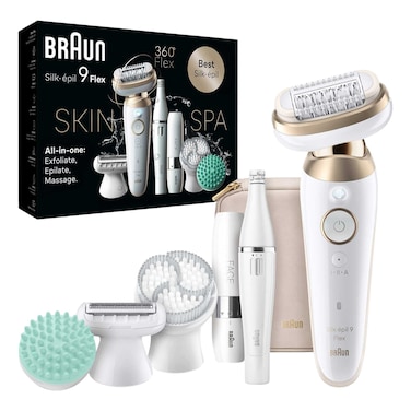 Braun Silk-Epil 9 Flex SkinSpa 3D Epilator SES 9681, White and Rose Gold