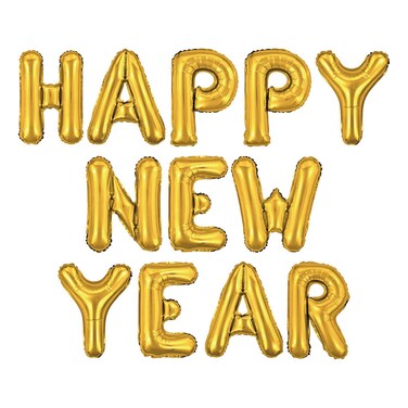 Party Zone Happy New Year Foil Balloon Set Gold 16inch