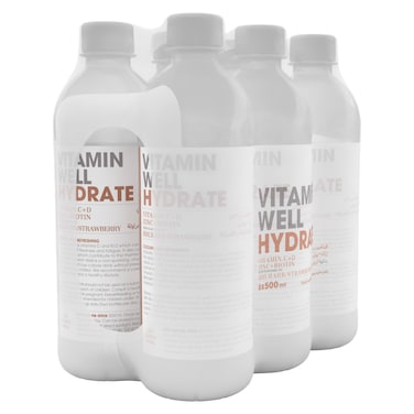 Vitamin Well Hydrate Low Calorie Rhubarb and Strawberry Drink, 500ml Pack of 6