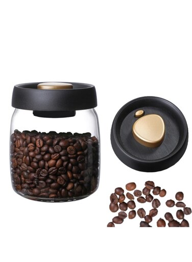 900ml/30oz Airtight Coffee Canister with Airtight Lids, Food Storage Containers, Glass Vacuum Canister for Coffee Beans Tea Sugar Spices Nuts Candy