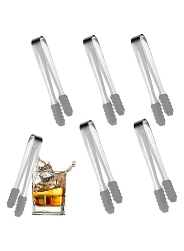 Silicone Candy Tongs Ice Tongs Set, 5 Pieces SUS 304 Stainless Steel Sugar Tongs, Pastry Tongs, Mini Serving Tongs, Salad Tongs for Kitchen, Wedding, Party, Candy Bar, Buffet, BBQ, Fruits, Picnic