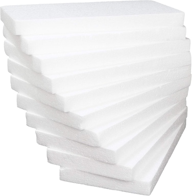 CRAFT MAGIC 10 Pack Styrofoam Blocks 30 x 15 x 2cm Rectangle Polystyrene Foam Bricks Craft Foam Block for Sculpture Modeling DIY Arts Crafting Kids Class Floral Arrangement - White