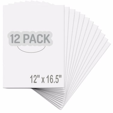 Foam Board 12x 16.5 x 3/16" (5mm) - 12 Pack - White Poster Board, Acid Free, Double Sided, Rigid, Sign Board Foamboard for Mounting, Crafts, Paintings Prints, Art, Display, Presentation and Projects