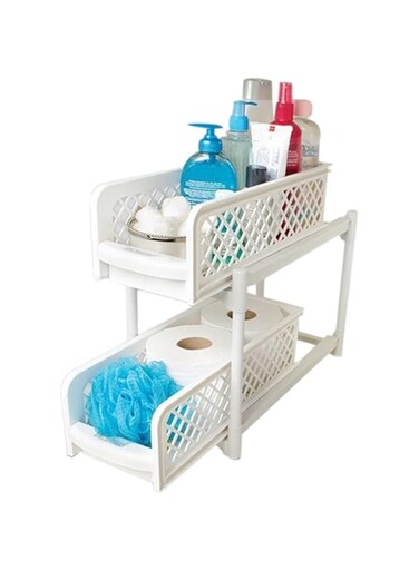 Dubai Gallery Portable 2 Tier Basket Drawers White 29.5Cm