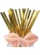 N\C NC NC NC NC NC NC NC NC NC NC NC NC NC NC NC 100Pack Gold Foil Paper Straws, Disposable Metallic Gold Drinking Straw Biodegradable Cocktail Straws for Birthday, Wedding, Party Supplies, 6*197 mm
