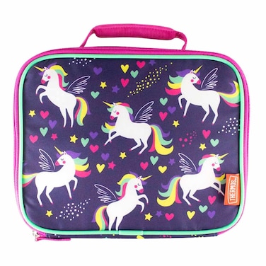 ثرموس حقيبة غداء ستاندرد بطبعة وحيد القرن - أرجواني 24 سم