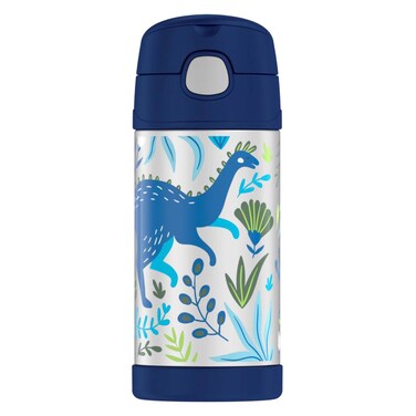 Thermos Stainless Steel Dino Printed Bottle for Kids Blue 355ml