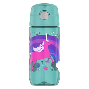 Thermos Plastic Unicorn Printed Bottle for Kids Blue 470ml