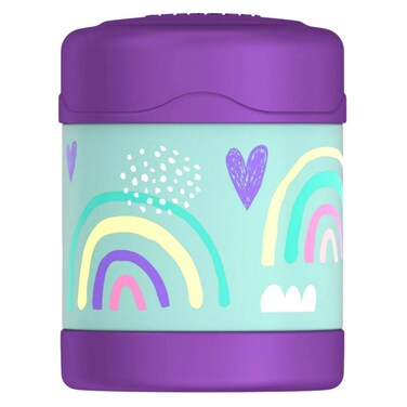 ثرموس ستانلس ستيل برطمان بطبعة قوس قزح للأطفال - أرجواني 290 ملل