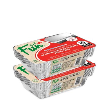 Fun Kitchen Essentials Aluminium Containers with Lids 1060ml 10 Containers 2 PCS