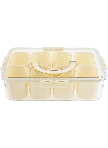 Azonee Divided Serving Tray with Lid and Handle, Food-Grade 8 Removable Compartments Snackle Box Container, Stackable Storage Box, Sealed Charcuterie Container for Candy, Snacks, Nuts, Spices
