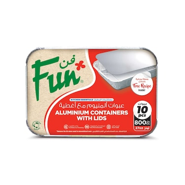 Fun Kitchen Essentials Aluminium Containers with Lid Set 800ml
