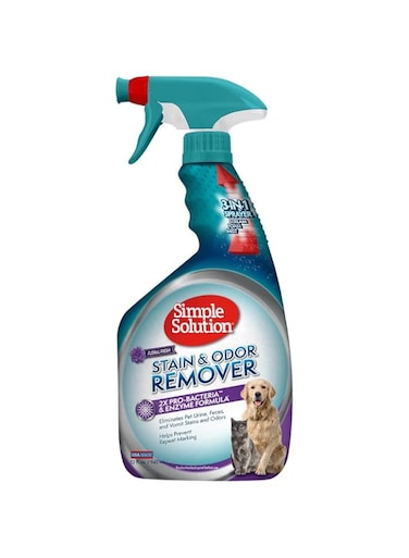 Simple Solution Stain And Odor Remover 2X Pro Bacteria And Enzyme Formula, Floral Fresh 32Oz, Blue, 32 Oz Spray