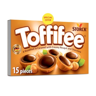 Toffifee Hazelnut Caramel Candy with Creamy Nougat and Chocolate, 125g