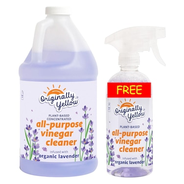 Originally Yellow Plant-Based Concentrated All-Purpose Vinegar Cleaner Infused with Organic Lavender Can with Spray 1.89L+470ml