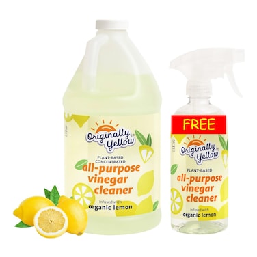 Originally Yellow Plant-Based Concentrated All-Purpose Vinegar Cleaner Infused with Organic Lemon Can with Spray 1.89L+470ml
