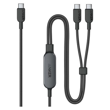 Anker 2-in-1 USB-C to USB-C Data Sync and Charging Cable Black 4ft 140W