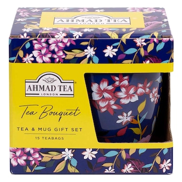 Ahmad Tea Tea Bouquet Tea Bags and Mug Gift Set 15 Tea Bags