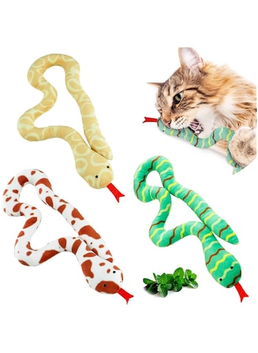 SYOSI Cat Catnip Toys Kitten Toy Kitty Plush Stuffed Snakes Cats Chew Toy Pet Cute Nip Snake Best Interactive Gift Indoor Kittens Teething Stuff Play Kicker Treats Gifts