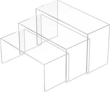 Sezanrpt Clear Display Risers Shelf 3pcs - Acrylic Storage Organizer for Bags, Shoes, Toys, Collectibles