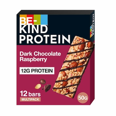 Be-Kind Dark Chocolate Raspberry Protein Bar, 50g Pack of 12