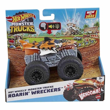 Hot Wheels Monster Trucks Roarin' Wreckers Tiger Shark Lights and Sounds Vehicle Toy