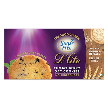 Sugar Free D'lite No Added Sugar Yummy Berry Oat Cookies, 150g