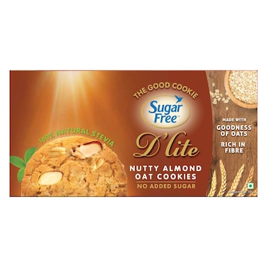 Sugar Free D'lite No Added Sugar Nutty Almond Oat Cookies, 150g