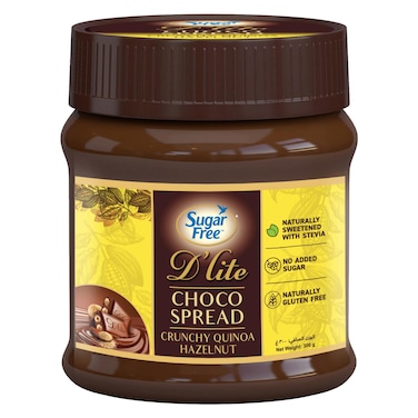 Sugar Free D'lite No Added Sugar Gluten Free Crunchy Quinoa Hazelnut Choco Spread, 300g
