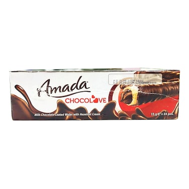 Solen Amada Chocolove Milk Chocolate Coated Wafer with Hazelnut Cream 15g Pack of 24