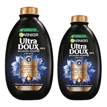 غارنييه أولترا ديو شامبو موازن مع الفحم الأسود وزيت حبة البركة 400 ملل + 200 ملل