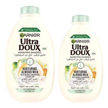 غارنييه أولترا ديو شامبو مرطب مع حليب اللوز المغذي 400 ملل + 200 ملل