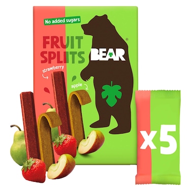 Bear Strawberry and Apple Flavour Fruit Splits Snack, 20g Pack of 5