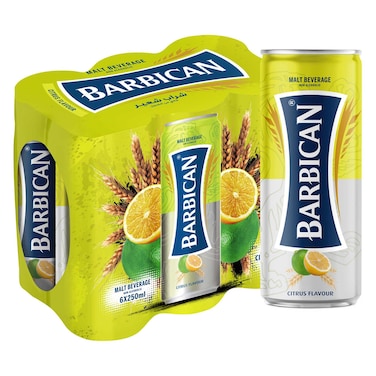 Barbican Citrus Flavour Non-Alcoholic Malt Beverage Can, 250ml Pack of 6