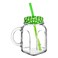 Pasabahce Homemade Glass Mug with Green Lid and Straw 450ml