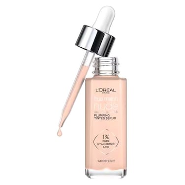 L'Oreal Paris True Match Nude Hyaluronic Plumping Tinted Serum Foundation, 1-2 Rosy Light