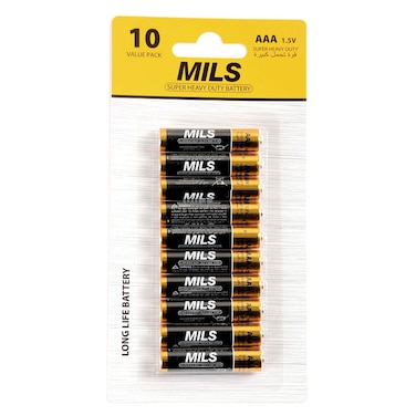 Mils Super Heavy Duty Alkaline Batteries AAA 10 PCS