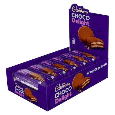 Cadbury Choco Delight Biscuits, 34g Pack of 9