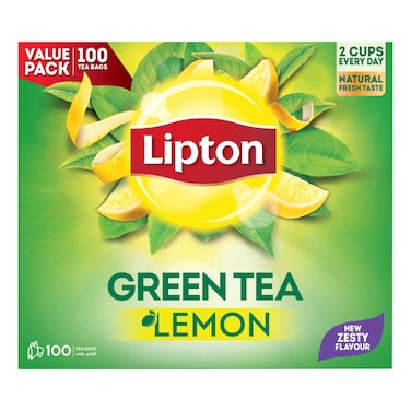 Lipton Green Tea Bags Zesty Lemon Flavour Value Pack 100 Tea Bags