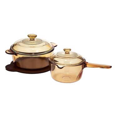 Visions Glass Saucepan and Versa Pot with Lid 4 PCS