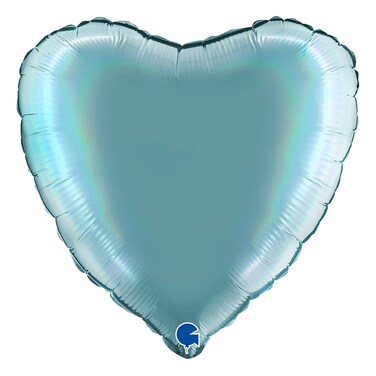 Grabo Heart Rainbow Holographic Balloon Platinum Tenerife Sea 18inch
