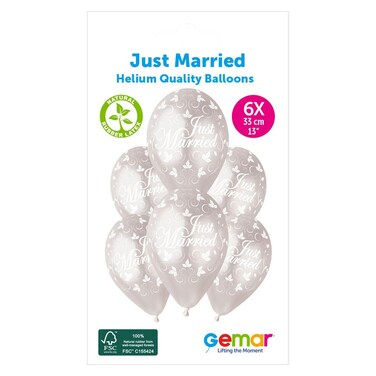 Gemar Just Married Printed Latex Balloons 13inch