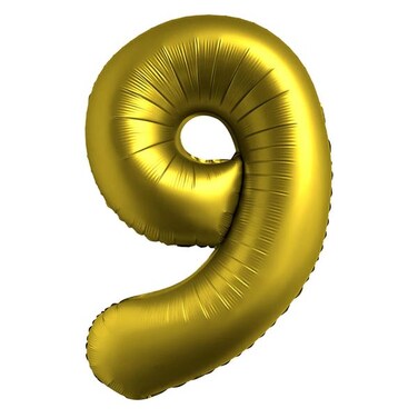 Party Zone Number Foil Balloon 9 Chrome Gold 35inch