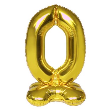 Party Zone Stand Number 0 Balloon Gold 39inch