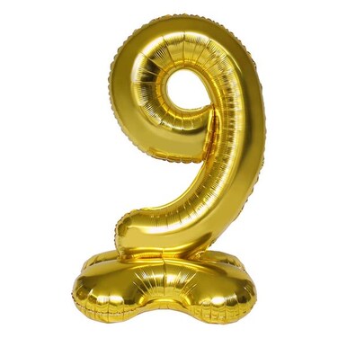 Party Zone Stand Number 9 Balloon Gold 41inch