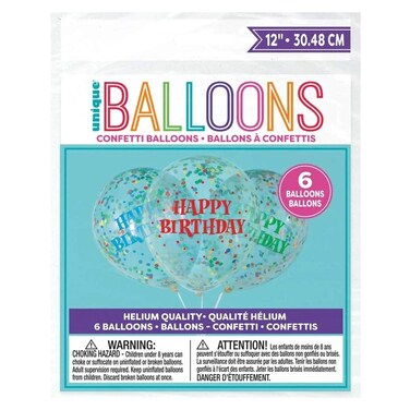 Unique Bright Happy Birthday Printed Confetti Balloons 12inch