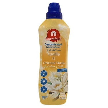 Carrefour Vanilla and Oriental Musk, Concentrated Liquid Fabric Softener, 880ml (22 Washes)